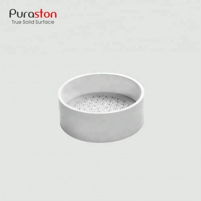 Round shape modern artificial stone resin countertop sink basin with fancy bottom drain