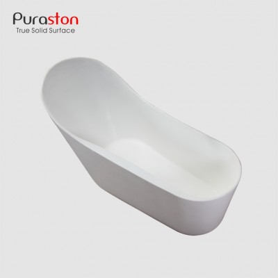 Puraston factory price artificial stone high backrest soaking freestanding bathtubs for villa products